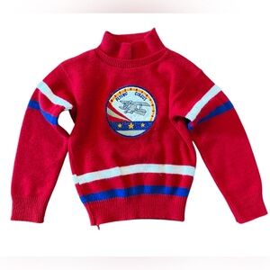 Vintage Health-tex Red white blue Flying Circus Sweater 4T Made in USA